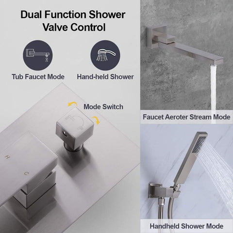 Wall Mounted Bathtub Faucet with Handheld Shower, Solid Brass Bathroom Shower...