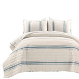 Lush Decor Comforter Farmhouse Stripe, Full/Queen, Blue 3 Quilt