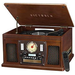 Victrola 8-in-1 Bluetooth Record Player & Multimedia Center, 1SFA, Espresso