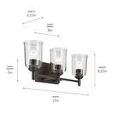 KICHLER Shailene 21" 3-Light Vanity Light with Clear Glass in Olde Bronze, Us...