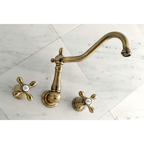 Kingston Brass KS1023AX Wall Mount Tub Filler, Antique Brass