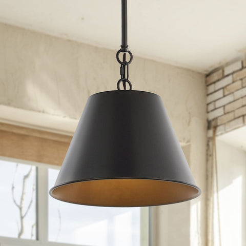 JONATHAN Y JYL7586A Harper 12" 1-Light Industrial Farmhouse Iron LED Pendant ...