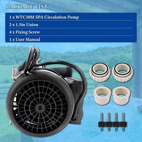 WTC50M SPA Circulation Pump 230V/0.35HP Hot Tub Circulating Pump, Pump Motor ...