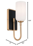 Kichler Solia 13.5 Inch 1 Light Wall Sconce with Opal Glass in Champagne Bron...