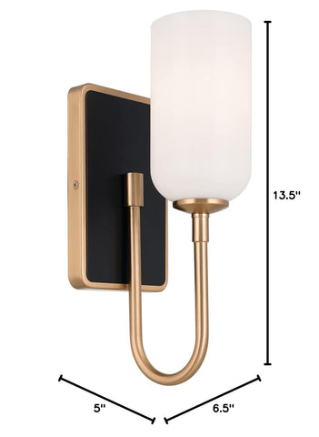 Kichler Solia 13.5 Inch 1 Light Wall Sconce with Opal Glass in Champagne Bron...