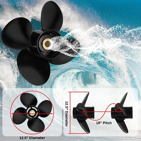 Propeller 12.5X19 Pitch 4 Blades RH 15 Spline Tooth with Hub Kit 835257K1 for...