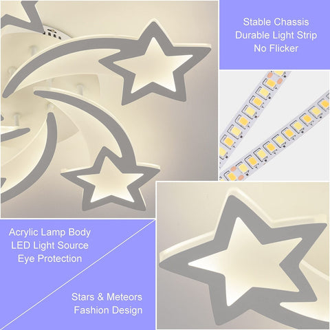 STCH Modern Dimmable LED Ceiling Light, 25.6" Star Modern Ceiling Lamp LED Ch...