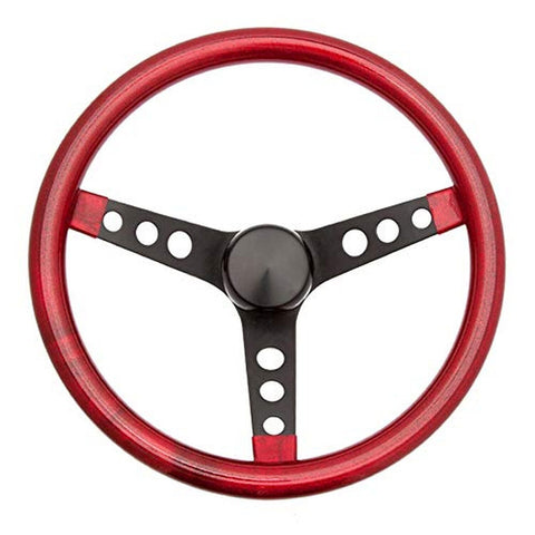 Grant 8455 Red Metal Flake 13.5 inch 3-Black Spoke Design Steering Wheel