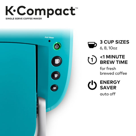 Keurig K-Compact Coffee Maker, Single Serve K-Cup Pod Coffee Brewer, Turquoise