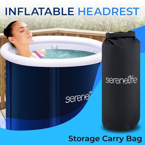 SereneLife Inflatable Insulated Cold Plunge Tub - One Person Ice Bath Tub wit...