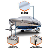 Budge B-150-X8 150 Denier V-Hull Boat Cover Silver 22'-25' Long (Beam Width U...