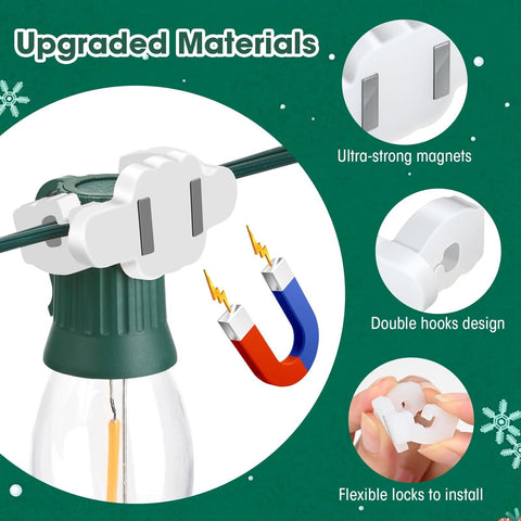 Strong Magnetic Christmas Light Clips for Metal Roof, 105 Pack C6/C7/C9 Socke...