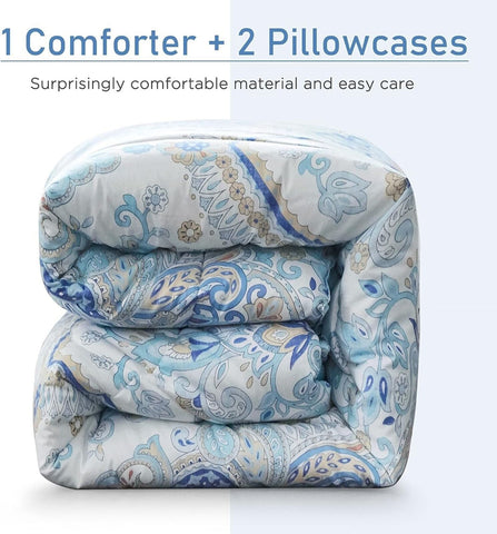 ATsense Paisley Comforter Set King, All Season 3-Piece 100% Cotton Fabric, So...