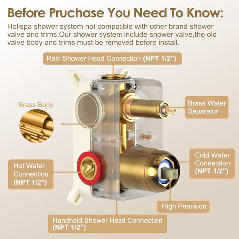Ceiling Mount Shower Faucet Set, Gold Shower System with 10-Inch Rain Shower ...