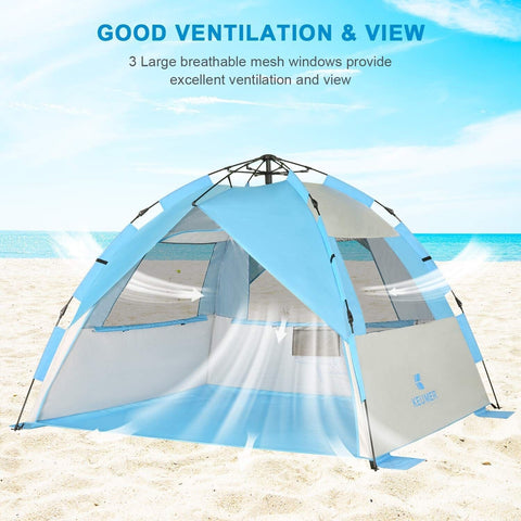 G4Free Deluxe XL Pop Up Beach Tent, 3-4 Persons Easy Setup Sun Shelter Canopy...