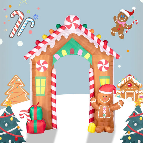 Hioasis 10 FT Christmas Inflatable Decorations - Archway with Gingerbread Man...