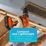 BLACK+DECKER 20V MAX Cordless Drill and Driver, 3/8 Inch, With LED Work Light...