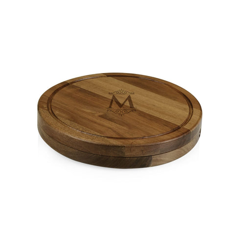 Toscana Monogram Initials M Personalized Acacia Circo Cheese Cutting Board & ...