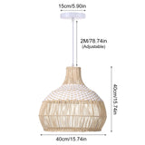 Arturesthome 1 Light White Handwoven Rattan Boho Pendant Light, Wicker Hangin...