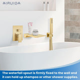 Airuida Wall Mount Tub Faucet with Waterfall Tub Spout Wall Mounted Bathtub F...