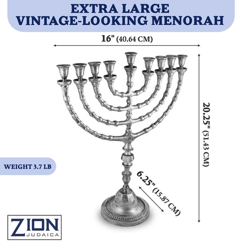 Extra Large Traditional Chanukah Menorah use with Thick Shabbat Candles or Oi...