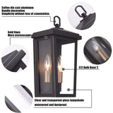 MO&OK 2 Pack Outdoor Wall Lights,Coffee Garage Wall Sconce(Tempered Glass Lam...