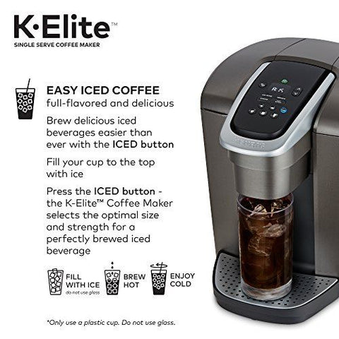 Keurig K-Elite Single-Serve K-Cup Pod Coffee 12 oz. Brew Size, Brushed Slate