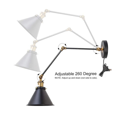 LNC Black Swing Arm Wall Lamp Adjustable Wall Sconces Plug-in Sconces Wall Li...