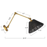 Creative Co-Op Coastal Adjustable Wall Sconce with Black Rattan Shade, Antiqu...