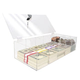Clear Locking Currency Tray, 5 Compartment Cash Organizer Money Storage Box w...