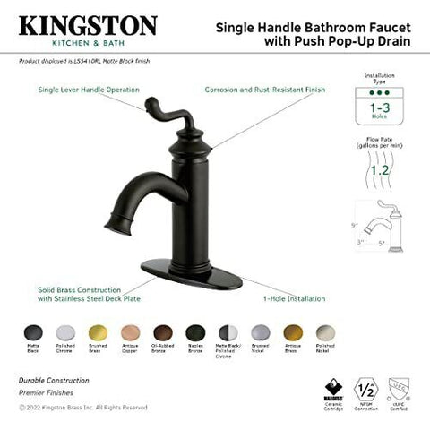 Kingston Brass LS5413RL Royale Bathroom 5.88 x 5.06 x 9, Brushed