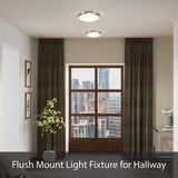 Aspen Creative 63014-1A, 2-Light Flush Mount in Brushed Nickel Finish with Wh...