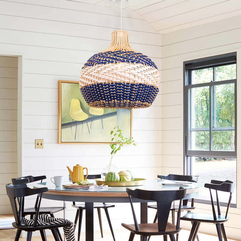 Arturesthome 1 Light Rattan Pendant Light, Natural Chandeliers Domed Lamp Sha...