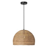 Calypso - Metal and Handwoven Wicker Dome Ceiling Light, Stained Natural