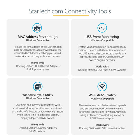 StarTech.com Thunderbolt 3 Dock - Dual 4K 60Hz Monitor TB3 Laptop Docking Sta...