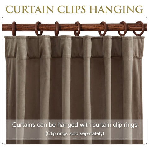 StangH 120 inches Curtains Velvet - Taupe Room Darkening Bedroom Curtains Ext...