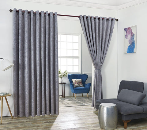 Linen Zone Gray Extra Wide Curtains for Wall Partition. Sliding Hanging Room ...