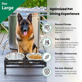 Iconicpet Elevated Rectangular Pet Double Diner with Stainless Steel Bowls fo...