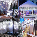 KNONEW 99FT 1216 LED Christmas Lights Outdoor Decorations 8 Modes White Curta...