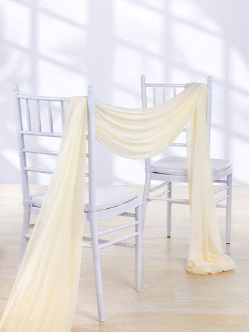 6 Panels Wedding Arch Fabric Drape Ivory 6 Yards Sheer Backdrop Curtain Chiff...