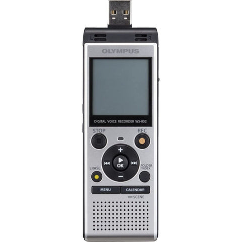 Olympus WS-852 silver voice recorder with true stereo mic, 4GB, 110 hours bat...