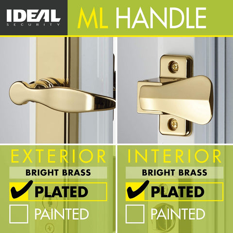 Ideal Security Door Lever with Deadbolt Lock for Out-Swinging Doors, Bright B...