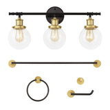 JONATHAN Y JYL1504B Hugo 24.5" 3-Light Farmhouse Classic Vanity Light with Ba...