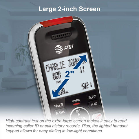AT&T BL102-3 DECT 6.0 3-Handset Cordless Phone for Home with Answering Machin...