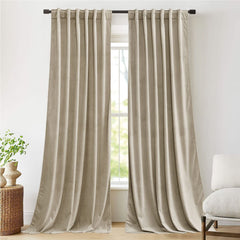 NICETOWN Camel Velvet Curtains 108" Length for Bedroom Living Room, Room Dark...