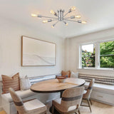 Brushed Nickel Sputnik Ceiling Light Fixture,8 Lights Semi Flush Mount Ceilin...