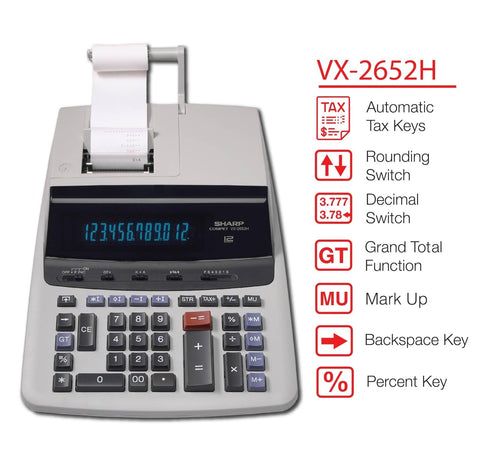 Sharp 12-Digit Print Calculator Desktop Size Adding Machine, Perfect for Ever...