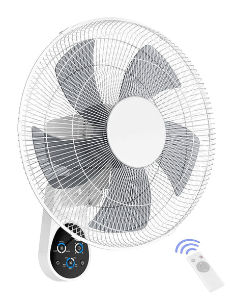 Mirdred Wall Mount Fan, 16 Inch 5 Blades 5 Speeds Wall Fan with Remote Contro...