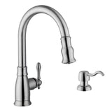 CAHABA CA6111SS Single Handle Pull Down Faucet with Soap Dispenser, Brushed N...