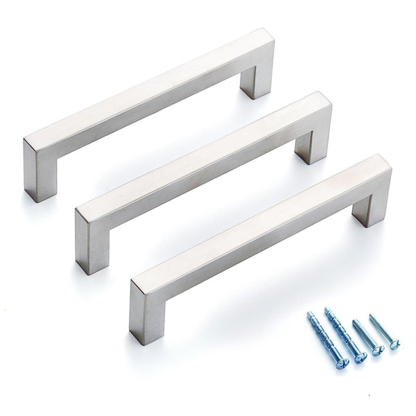 30 Pack 5 Inch (Center to Center 5in) Brushed Square Cabinet Pulls Drawer Han...